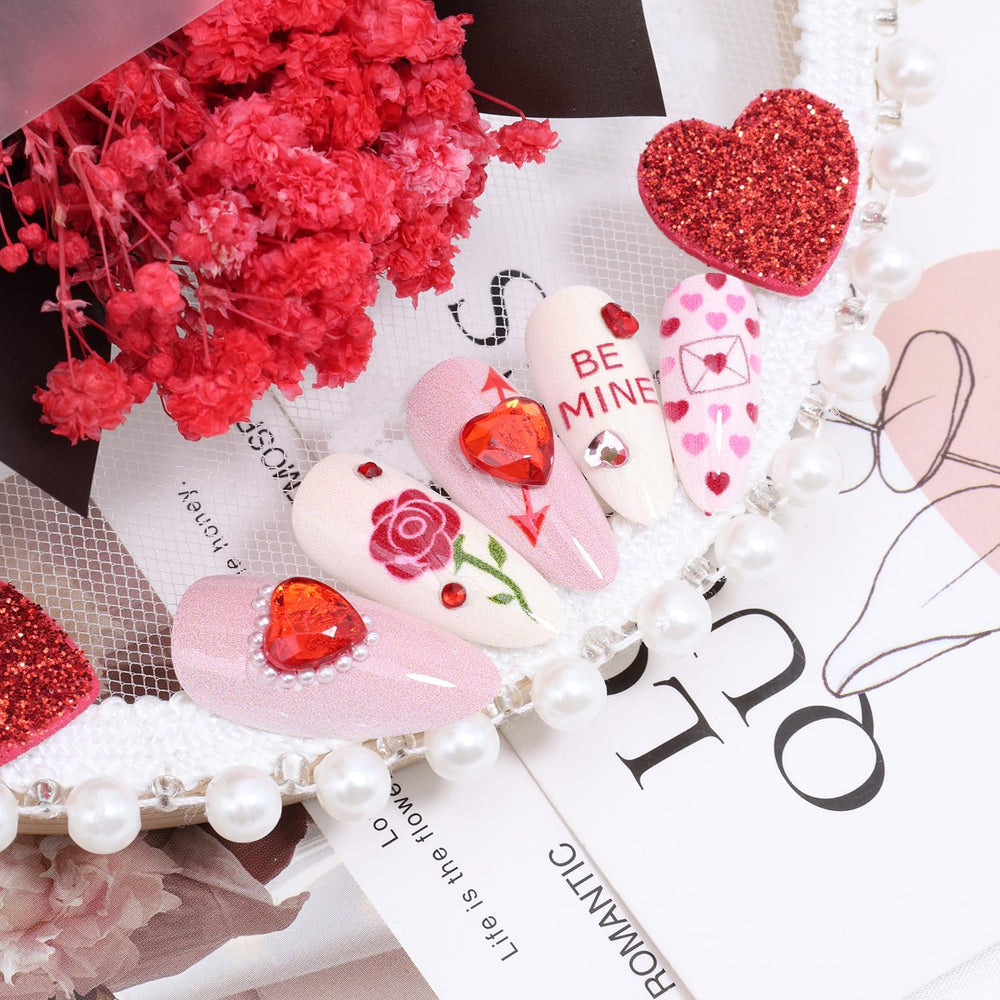 KEHKFSEF valentines nails 3d-heart-design adds festive styling.