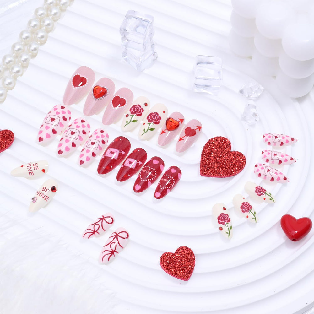 KEHKFSEF valentines nails almond shape enhances a natural everyday look.