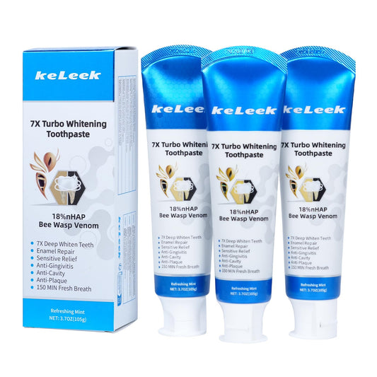 KeLeek 3-Pack Turbo Whitening toothpaste with 18% nano-hydroxyapatite