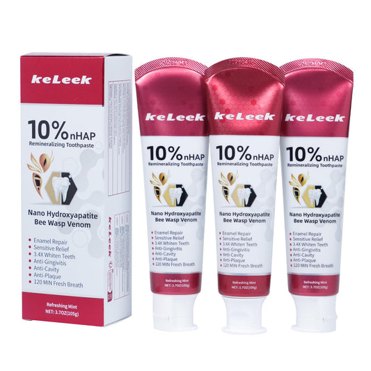 KeLeek 3-pack toothpaste bottle with 10% nano-hydroxyapatite