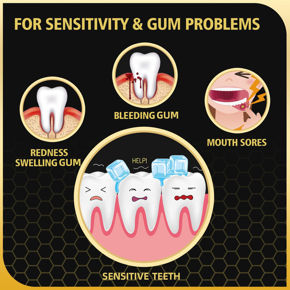 Close-up of gums showing gingivitis with toothpaste