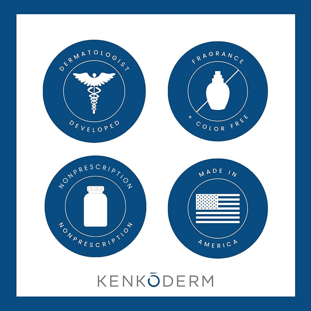 Kenkoderm after-shower application scene suggests simple daily use.