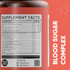 Close-up of KeosPharma Blood Sugar Complex capsules