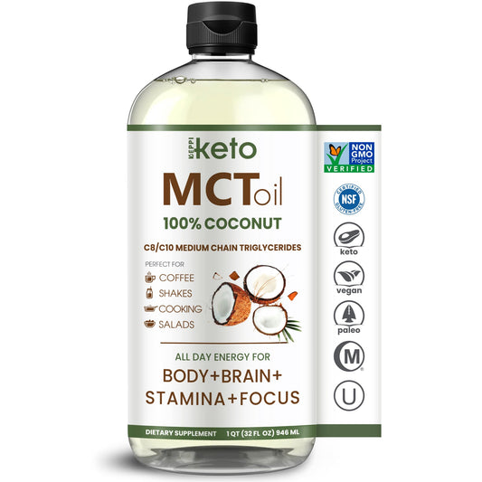 Front view of Keppi MCT Oil 32 oz bottle