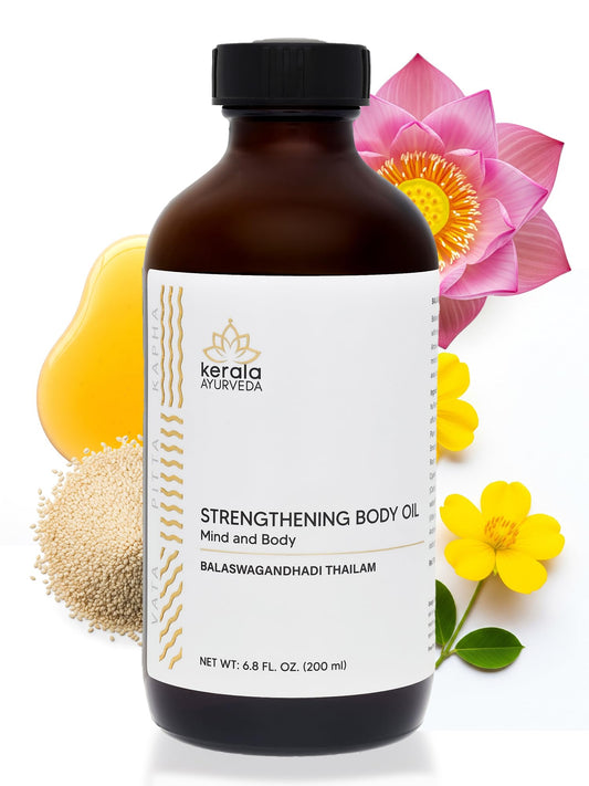 Bottle and packaging of Kerala Ayurveda Balaswagandhadi Thailam with Ashwagandha