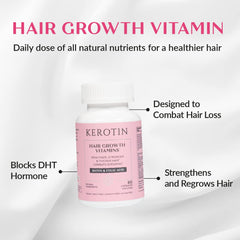 Close-up of Kerotin hair growth vitamins capsules