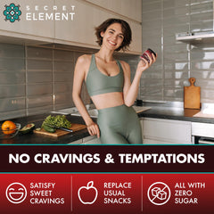 Cherry-flavored gummies in a serving