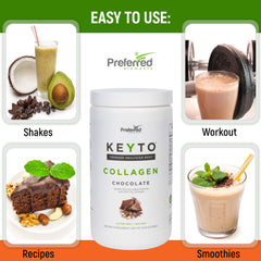 Nutrition label close-up of KEYTO Keto Collagen Chocolate powder