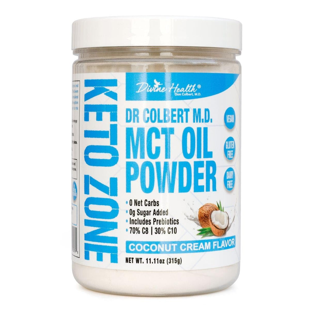 Keto Zone MCT Oil Powder Coconut Cream flavor bottle close-up