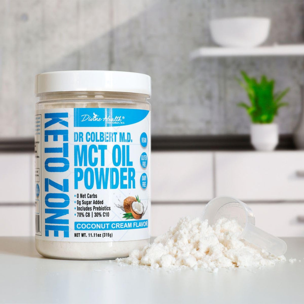 Keto Zone MCT Oil Powder Coconut Cream being poured