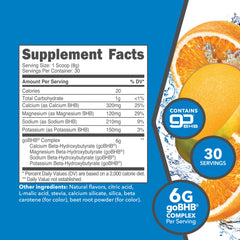 Scoop of KetoLogic BHB powder in orange mango flavor