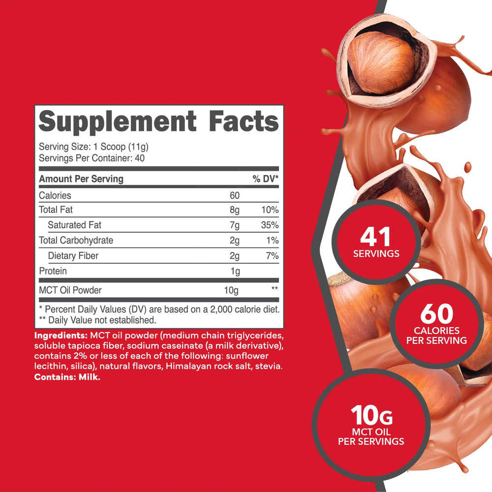 Ketologic MCT Oil Powder Hazelnut Cream 1lb – bottle close-up