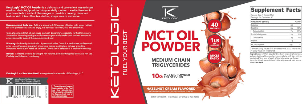 Ketologic MCT Oil Powder Hazelnut Cream added to coffee