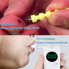 Green LED indicator showing a successful ketosis reading.