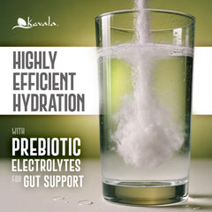 Kevala Hydrating Salts Lemon Lime powder dissolving in water