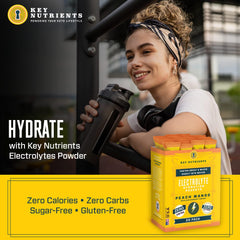 Tropical Peach Mango electrolyte powder packets and scoop