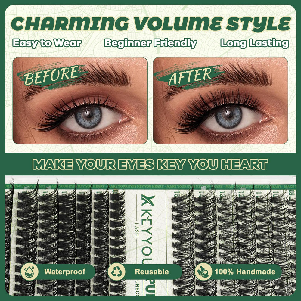 KEYYOU Lash Clusters 12mm versatile length for balanced glam