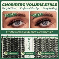 KEYYOU Lash Clusters 12mm versatile length for balanced glam