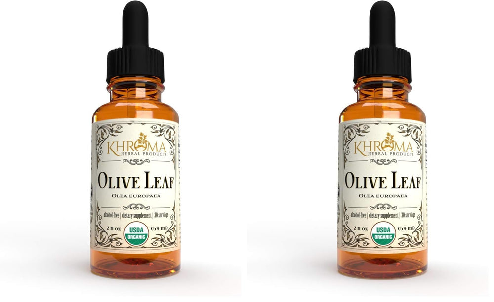 Khroma Organic Olive Leaf Liquid 2 oz bottle in glass, pack of 2