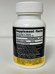 Close-up of Ki pills 130 mg potassium iodide tablets