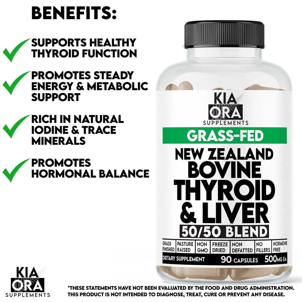 Grass-fed New Zealand bovine thyroid and liver supplement - NZ sourced