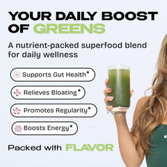 Kiala Nutrition organic greens with spirulina and chlorella for daily nutrition.