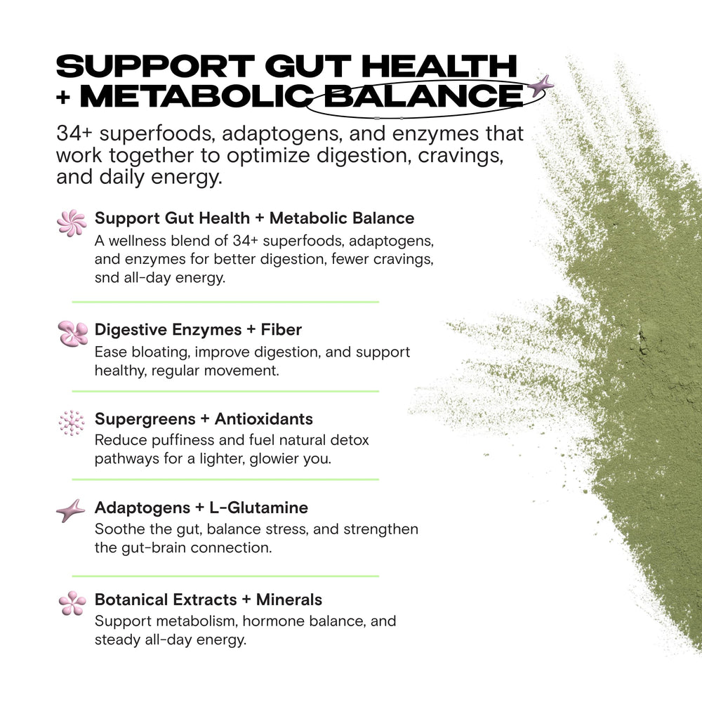 Close-up of Kiala Nutrition Super Greens packaging