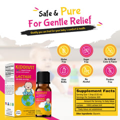 Gluten free and vegetarian-friendly lactase drops packaging