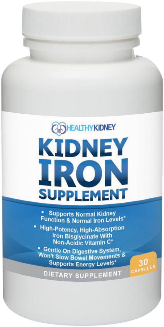 Kidney iron supplement pill, 80mg, high-absorption bis-glycinate