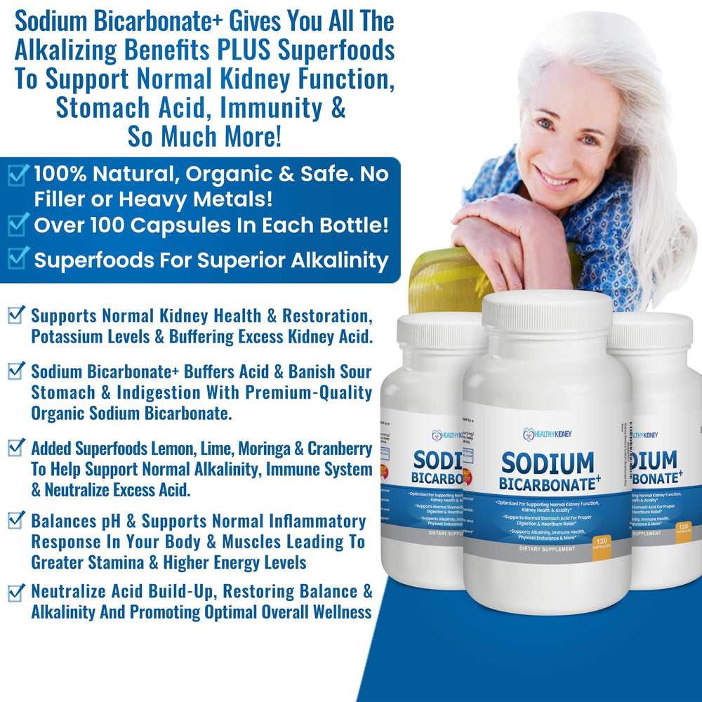 Kidney Restore bottle on kitchen counter suggests daily alkalinity routine