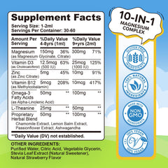 Kid brain focus support with magnesium drops, omega-3 and B12