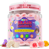 Bottle of Kids Brain Gummies with Lion's Mane and methylated B vitamins