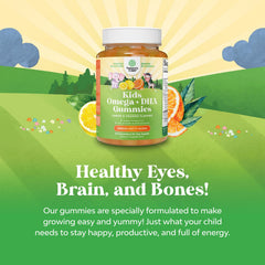 Graphic representing brain and vision support for kids
