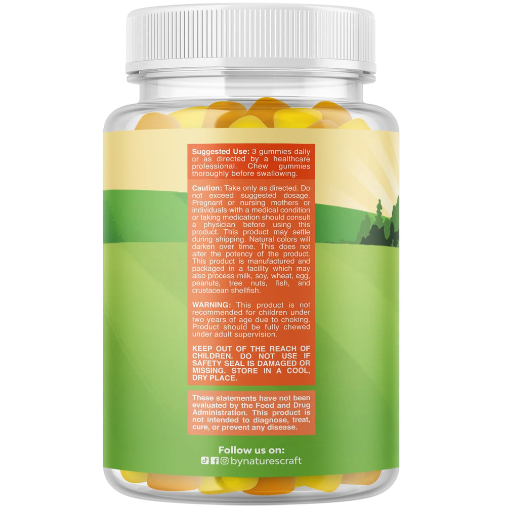 Label indicating vegan and fish-free gummies