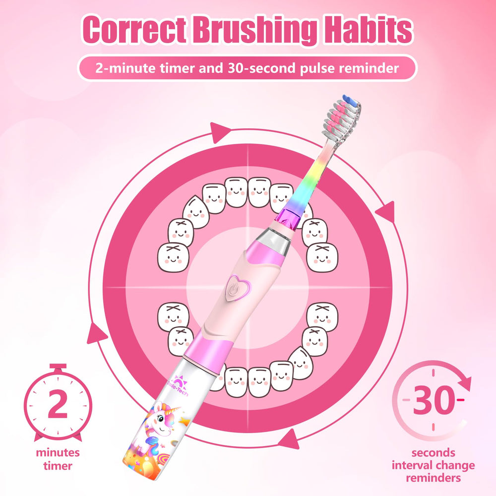 IPX7 waterproof and BPA-free kids electric toothbrush
