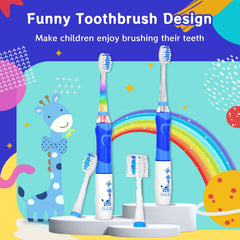 Packaging and included 4 replacement brush heads for ages 4-12
