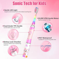 Toothbrush displaying timer and rainbow LED light mode