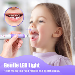 Toothbrush displaying rainbow LED light mode