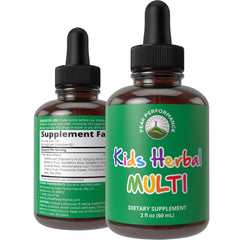 Front view of kids herbal multivitamin drops bottle