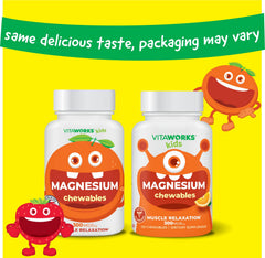 Close-up of orange-flavored magnesium oxide chewable tablets for kids