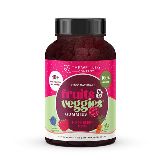 Bottle of The Wellness Company Kids' Naturals Fruits & Veggies Gummies 60 count