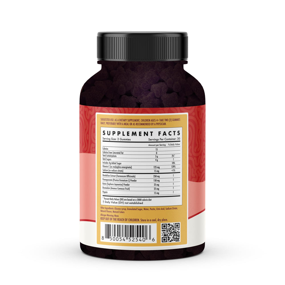 Supplement facts panel highlighting Vitamin C, Vitamin D and Zinc