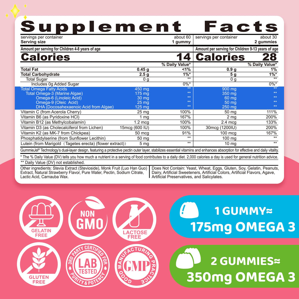 Liquid strawberry-flavored center of the omega-3 gummy