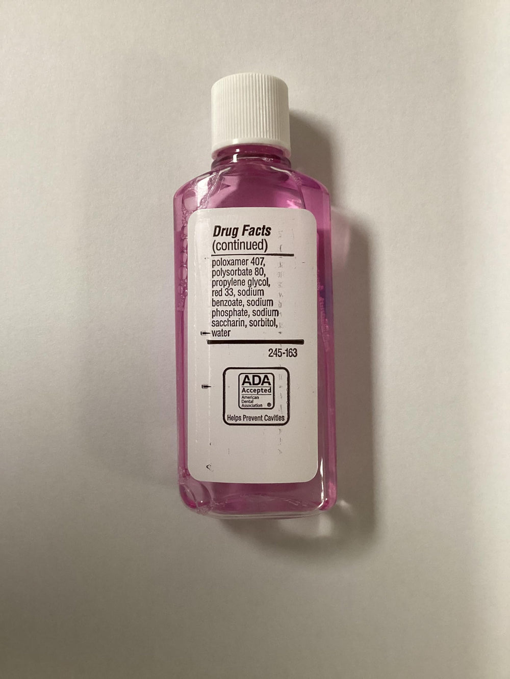 Back view of bubble gum flavored kids mouthwash pack 1 oz bottles