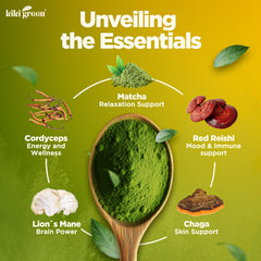 Lion's Mane mushroom and matcha powder blend