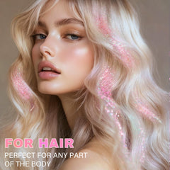 KIMIEYE glitter on hair and face for creative, flexible looks.