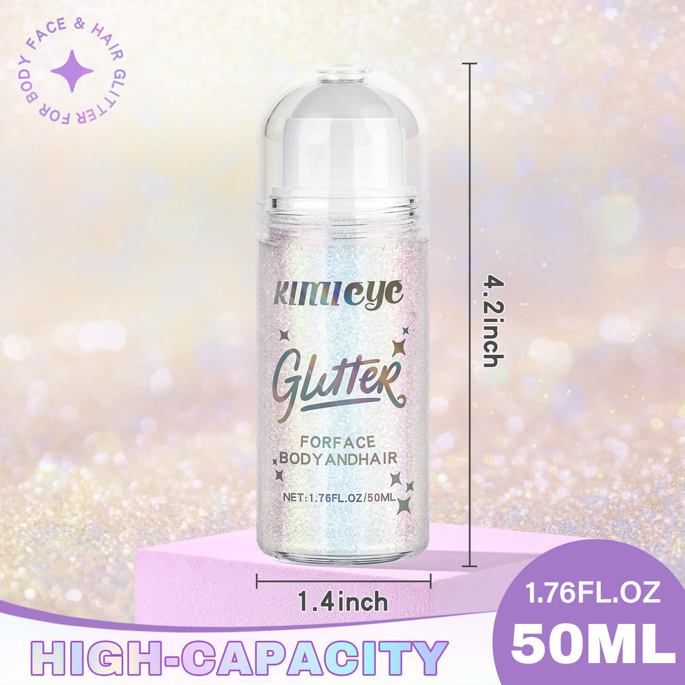 KIMIEYE glitter gel holographic shimmer on skin for dynamic stage looks