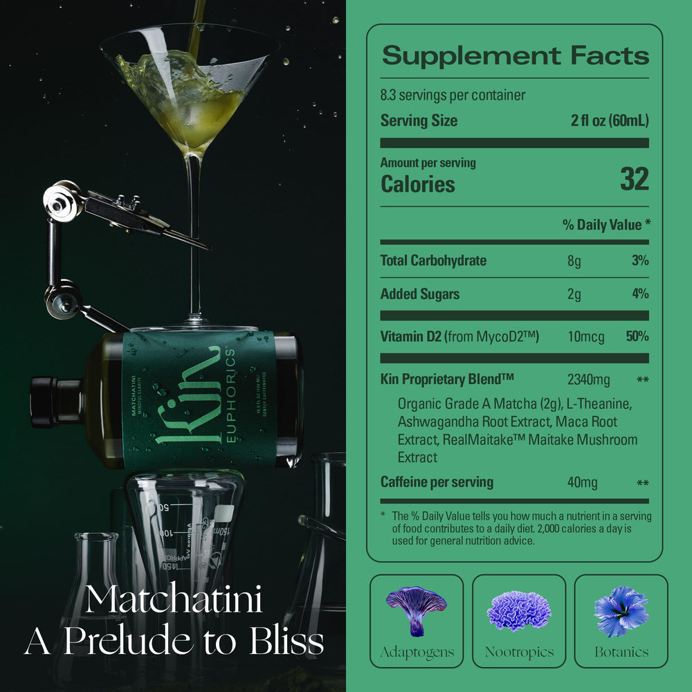 Kin Euphorics Matchatini bottle side view