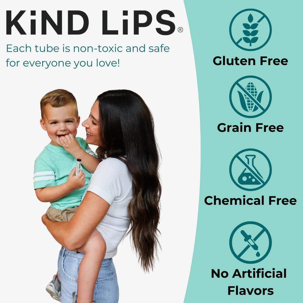Kind Lips Sweet Mint lip balm 2-pack back view highlights compact carry-ready design.