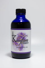 Kingdom Scents Exodus anointing oil bottle with biblical formula for prayer and consecration.